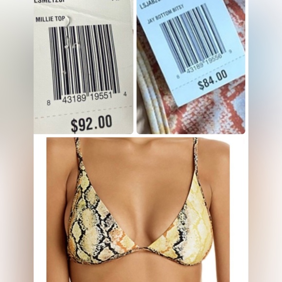 NWT (XS/L) bikini *L SpaceJay bitsy Millie snake print string yellow orange gold - Picture 12 of 12